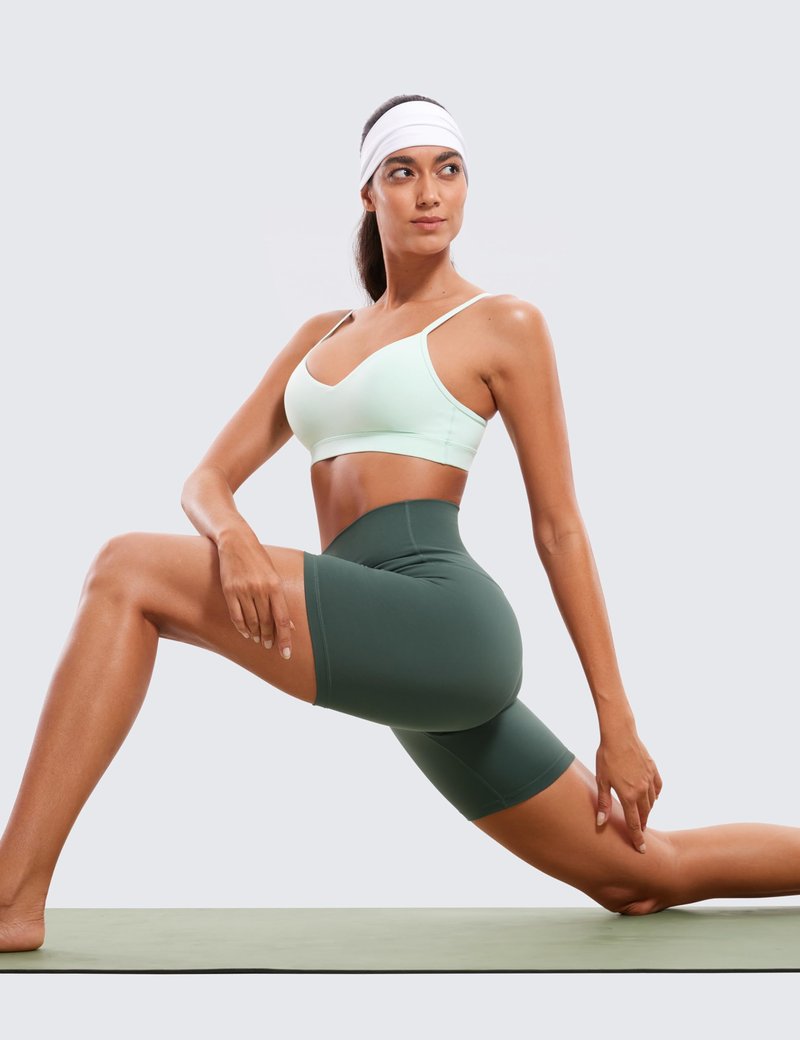 CRZ YOGA ButterLuxe Biker Shorts 6" - High Waisted Workout Running Volleyball Spandex Yoga Womens Dark Forest Green X-Large