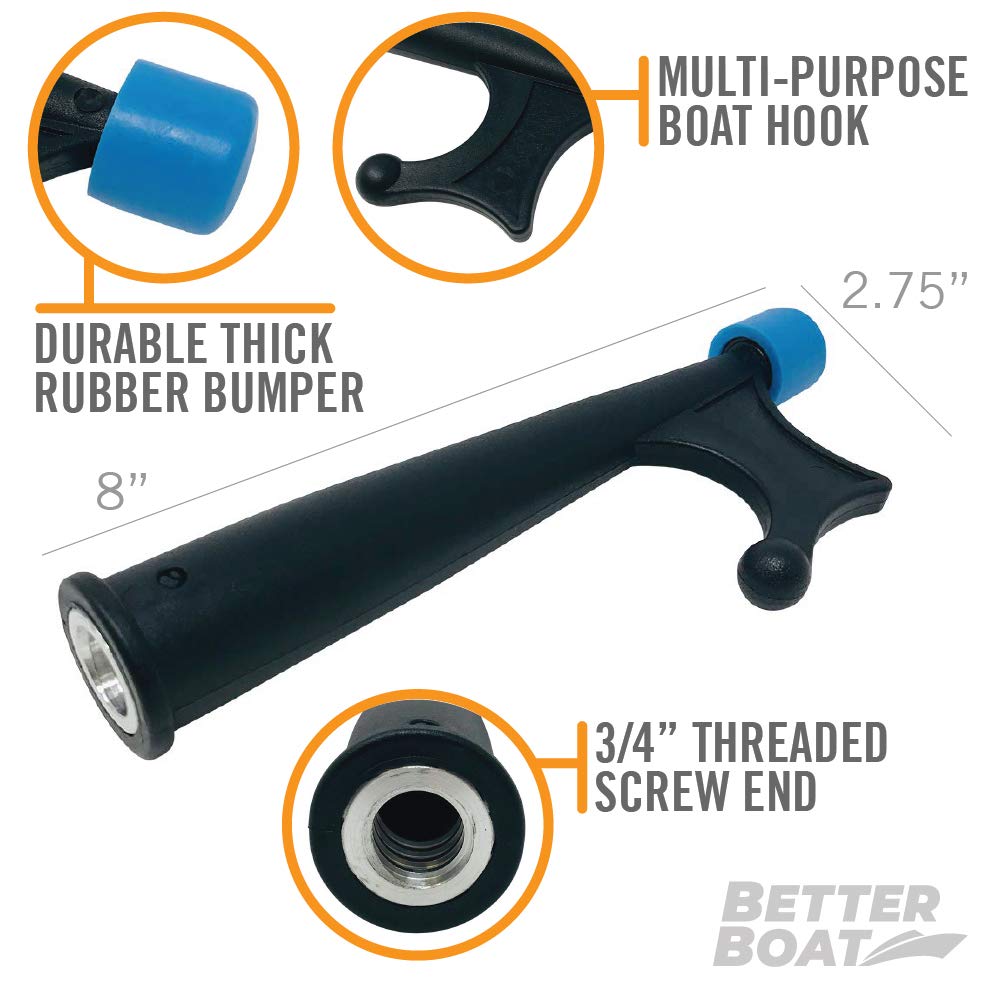 Boat Hook for Pole, Works with Push Pole with 3/4" Thread Screw End, Docking Stick for Boats, Pontoon, Marine Boating Accessories (Hook Only)