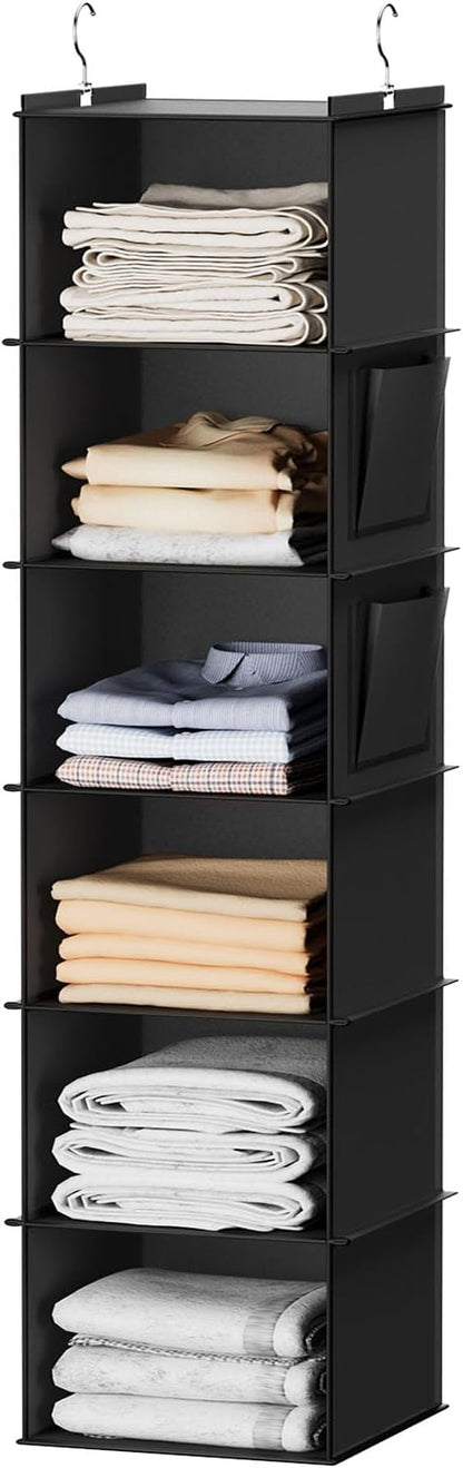 YOUDENOVA Hanging Closet Organizers and Storage, 6-Shelf Hanging Closet Shelves