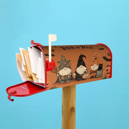 Mailbox Covers Gnomes Halloween Pumpkin Gnomes Halloween Pumpkin Magnetic Letter Post Box Cover Standard Size 21 x 18 Inch Garden Yard Home Decorative