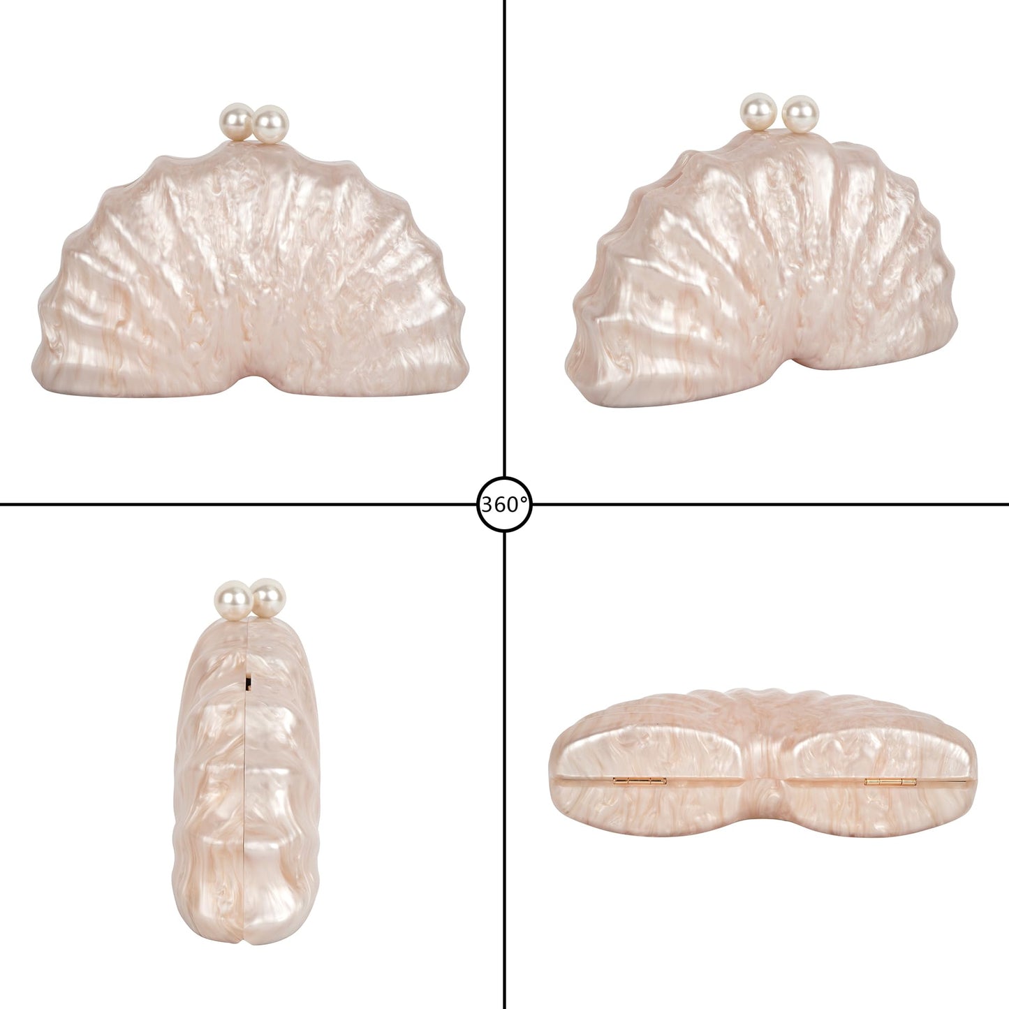 Women Seashell Evening Bag Purse Mermaid Chain Strap Clutch Handbag Shoulder Bag