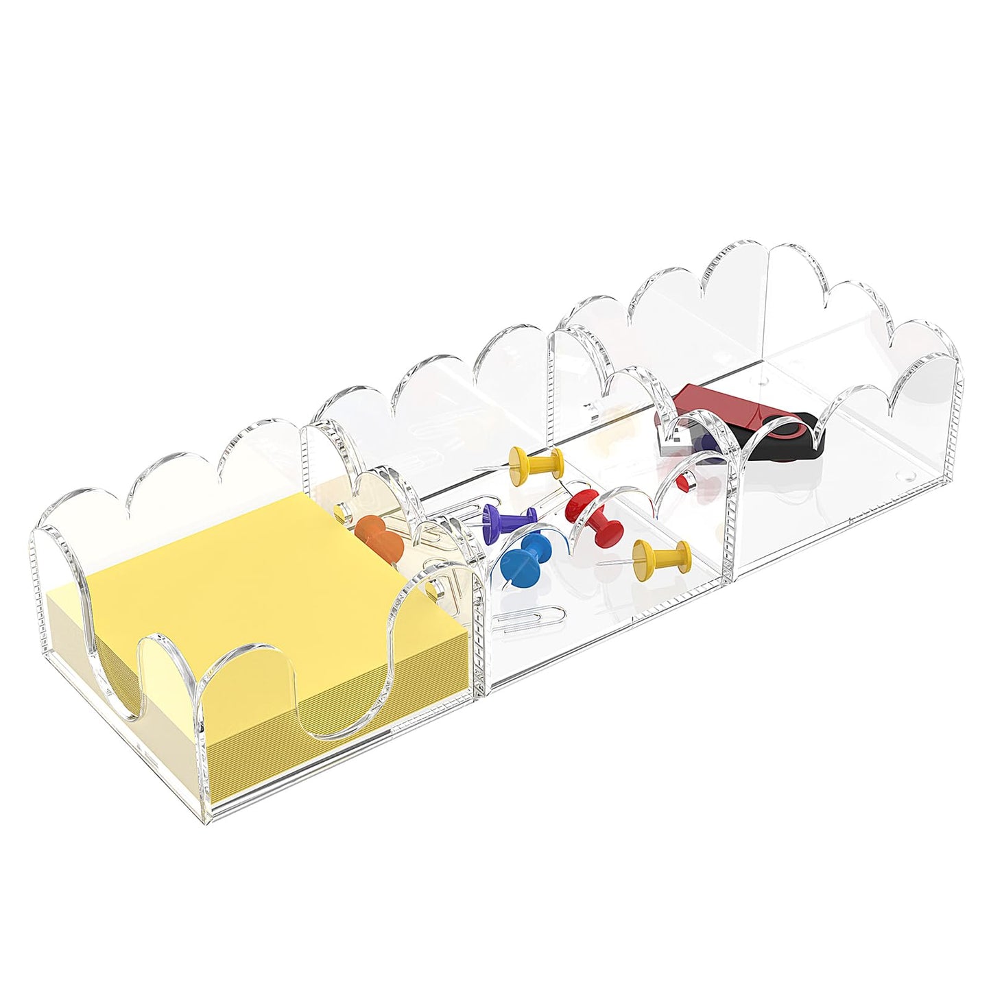 YAGELI Magnetic 3-in-1 Acrylic Sticky Note Holder Dispenser | Modern Desktop Organizer for 3x3 Post It Notes & Memo Pads with Non-Slip Base | for Productive Workspace at Office, Home or School | Clear