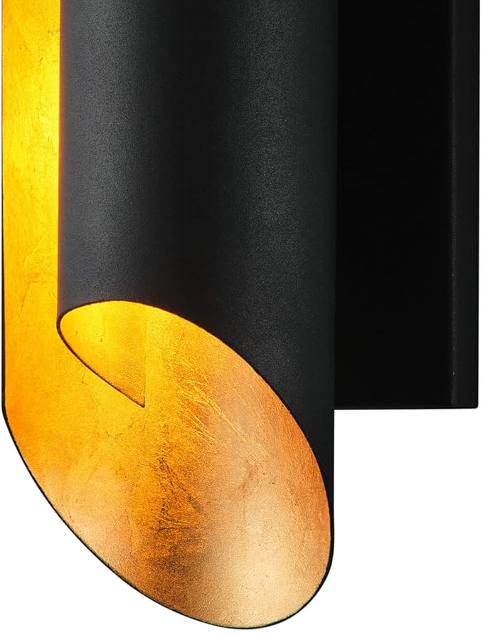 Modern Industrial Ada Wall Sconce – Black Metal with Brass Accents – Elegant Indoor Wall Light for Living Room, Hallway, or Bedroom
