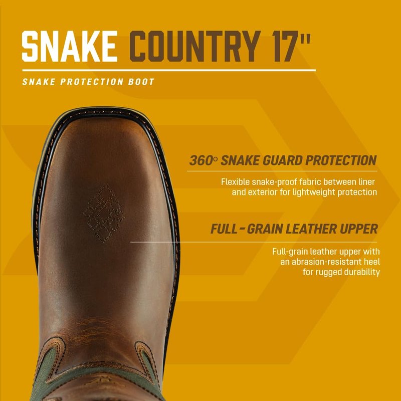 LaCrosse 17-Inch Snake Boots for Men - 360-Degree Flexible Guard Snake Proof Boots - Prairie Outsole Traction Hunting Footwear for Men - Olive - 11