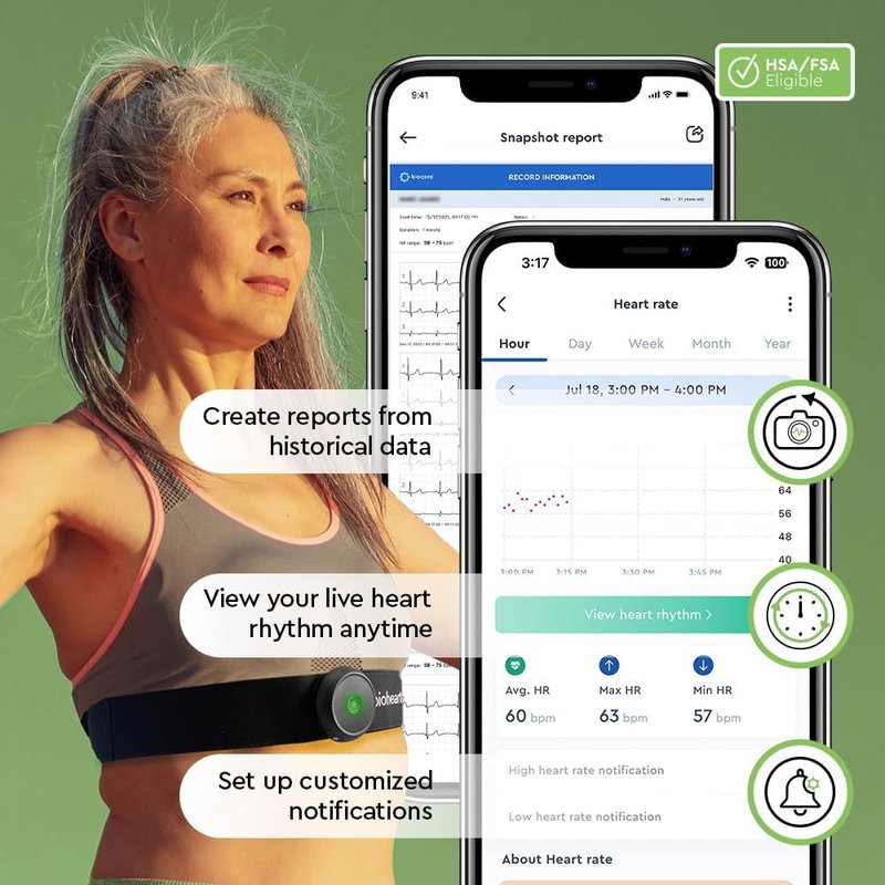Bioheart 24/7 Continuous Heart Monitor - Smart Wearable Chest Strap with One Month Subscription