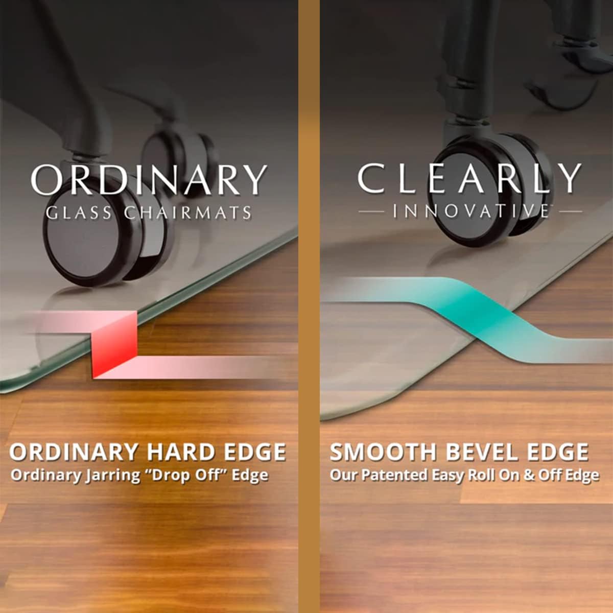 Office Chair Mat for Carpet & Hardwood Floors - 36x46 Tempered Glass Chair Mat with Beveled Edge, Heavy-Duty 1,000 lb Capacity, Smooth Glide Floor Protector by Clearly Innovative