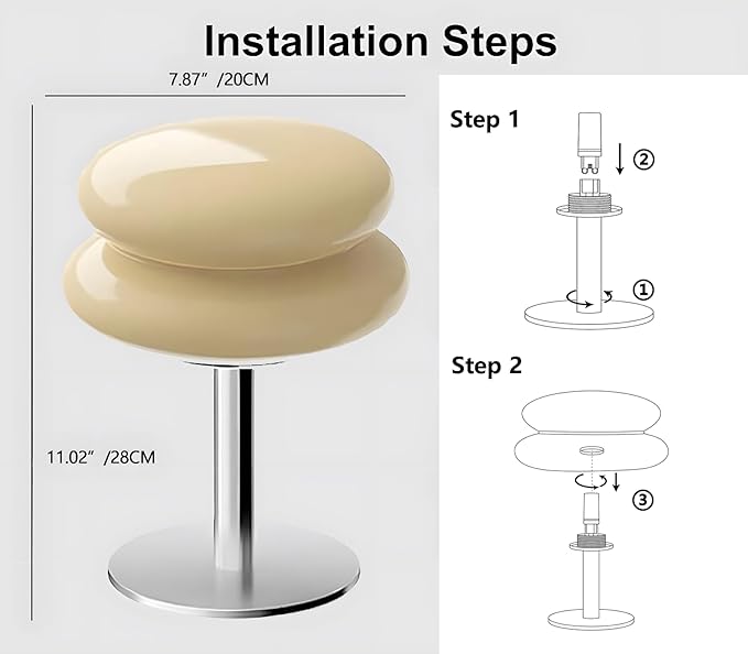 Mushroom Lamp for Bedroom,Mid Century Modern Lamp for Nightstand, Dimmable Retro Egg Tart Bedside Small Lamps,Unique Home Mushroom Decor Aesthetic Cute Table Lamps for Living Room(Orange Red)