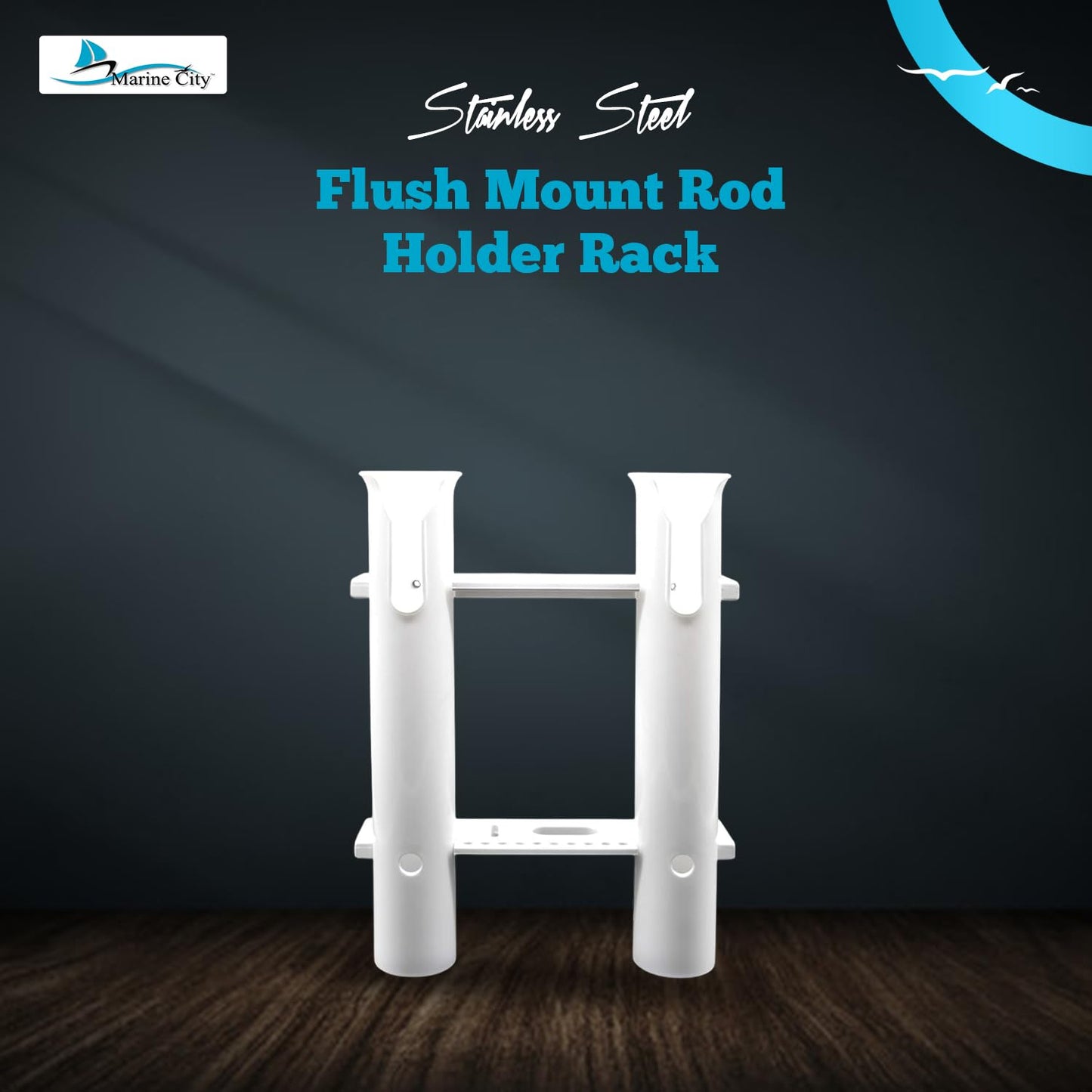 MARINE CITY White Plastic Fishing Tube Flush Mount Rod Holder Rack, 2 Link for Marines, Boats, Ships, Yachts, and Kayaks (Pack of 1)