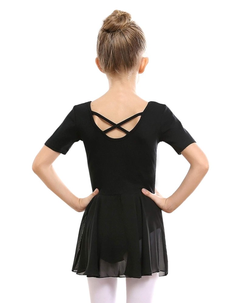 Stelle Ballet Leotards for Girls Dance Leotard with Skirt Toddler Dance Outfits Criss-Cross Back (Black,4-5 Years)
