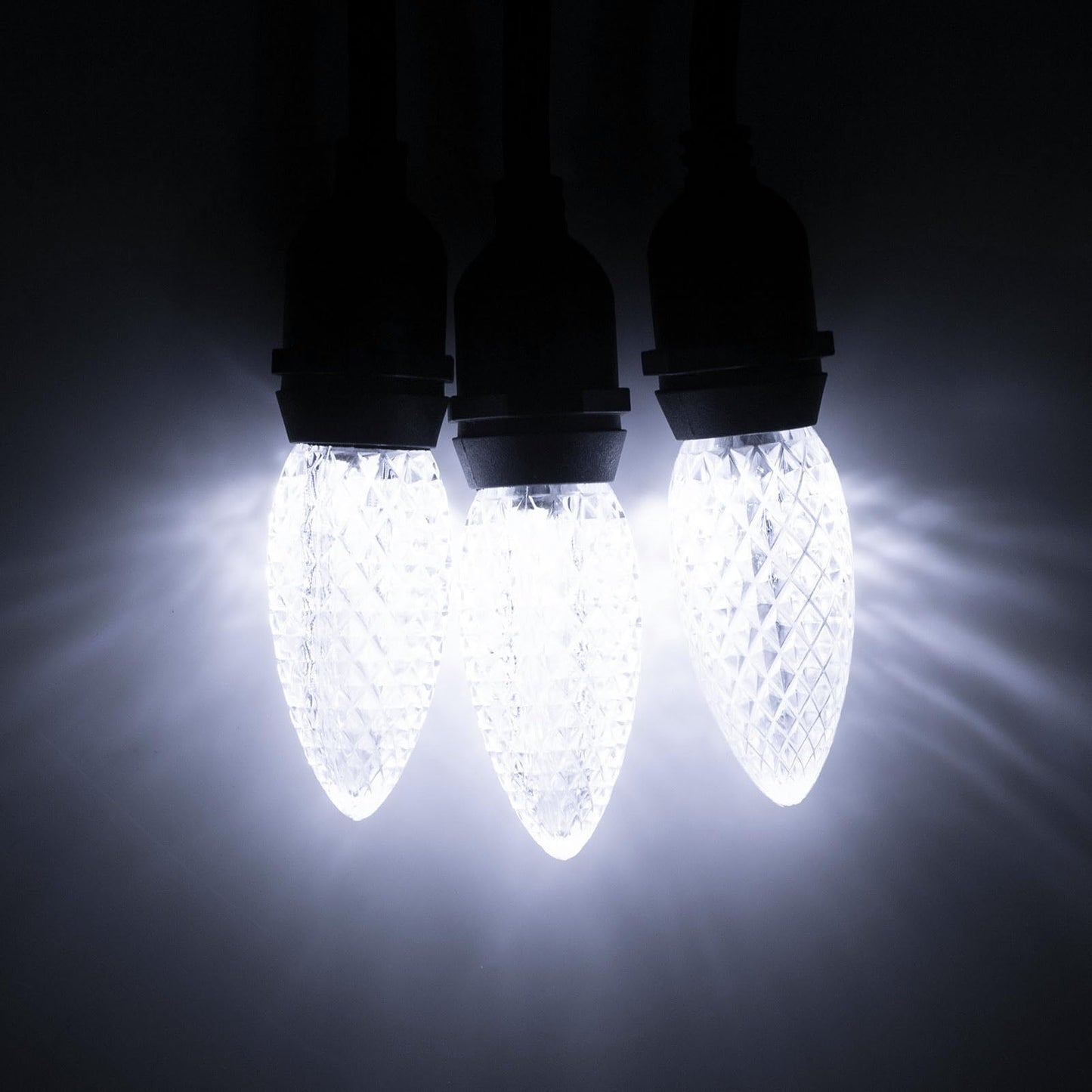 Meconard C9 Led Replacement Christmas Light Bulbs, C9 Shatterproof Led Bulbs for Christmas Indoor Outdoor String Lights, E17 Intermediate Base, Commercial Grade Holiday Bulbs, Cool White, 50Pack