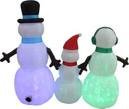 8 ft Wide Snowman Family w/Prism Lights