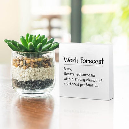 Funny Office Decor Work Forecast Wooden Box Sign Wall Decor Wooden Plaque Sign Office Gifts for Coworker Employee Office Living Room Bedroom Home Decor Desk Shelf Table Decor Retirement Gifts