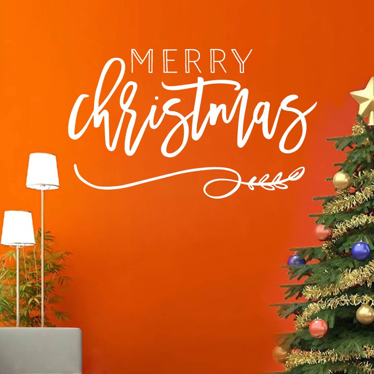 Merry Christmas Wall Art Decor Stickers White Window Decals Christmas Gift Room Decoration Mural FG352 (White)