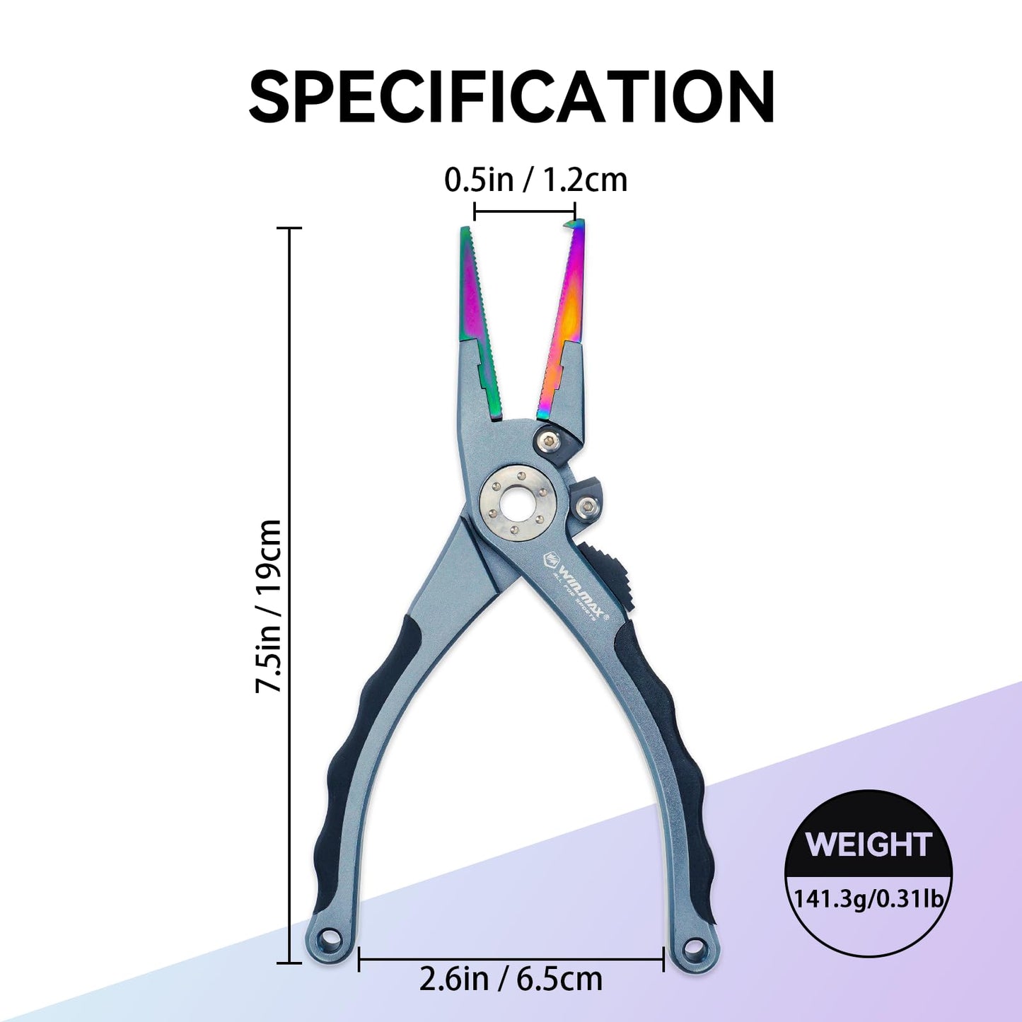 Fishing Pliers for Saltwater & Freshwater, with line Cutter, 6 or 7.5 inch, Hook Remover Pliers, SUS420 Jaws with Titanium Coating, Tungsten Carbide Cutter (Black, 7.5 inch)