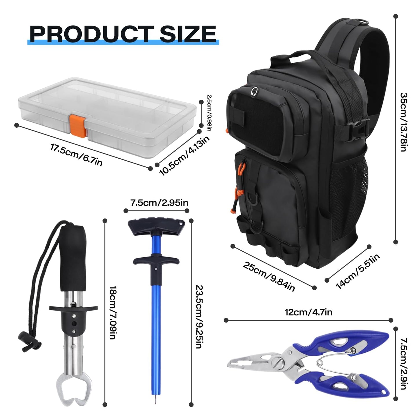 Fishing Backpack with Tackle Boxes,Waterproof Fishing Shoulder Bag for Fishing Gear,Fish Bag with 136 Pcs Fishing Lures Kit,Fish Hook Remover Tool,Fish Lip Gripper,Fishing Plier,Gifts for Men (Black)