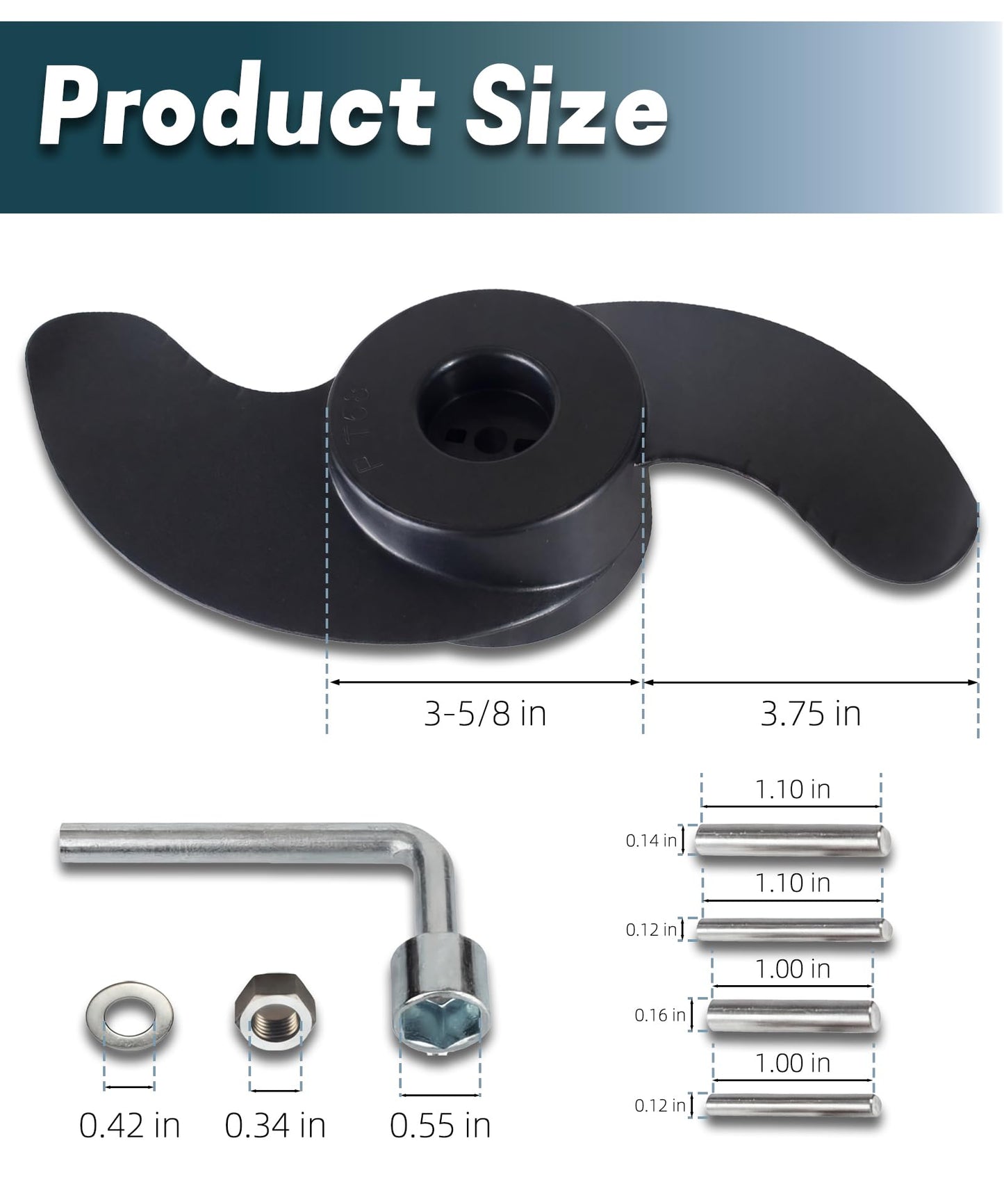 MKP-32 Weedless Wedge 2 Prop Replacement for Minn Kota Prop, Minn Kota– Fits 3-5/8” Motors Diameter for Edge, Endura, PowerDrive, Riptide 50-70lb – Trolling Motor Propeller Replaces 2091160 1865017