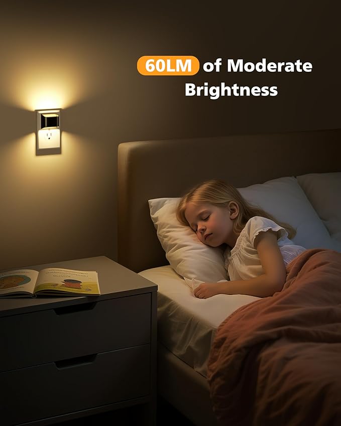 VOLISUN Night Lights Plug into Wall, 4 Pack Up and Down LED Night Light with Dusk to Dawn Light Sensor, 3000K Warm White Nightlight for Hallway, Bedroom, Bathroom, Kitchen Black