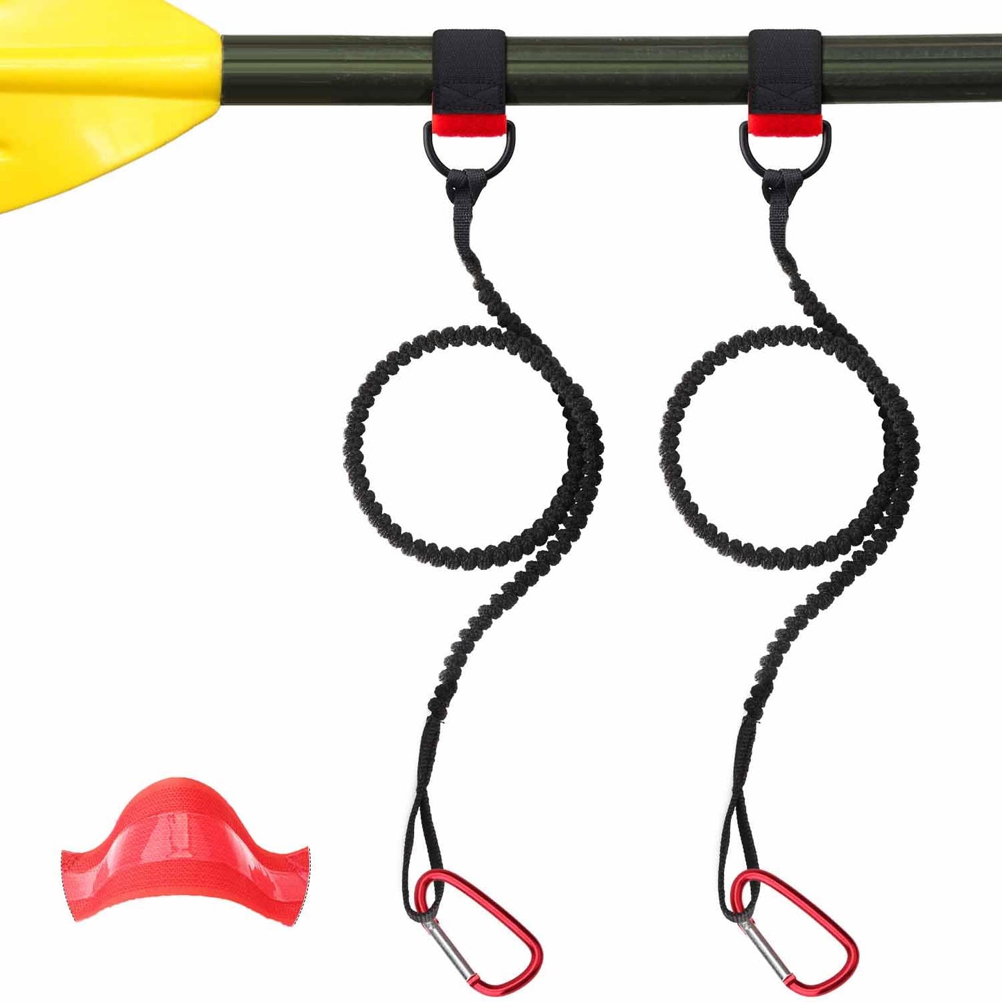 Boncas Paddle Leash Stretchable Kayak Paddle Coiled Leash for Kayak and SUP Paddles, Fishing Poles Rods 4 Pack