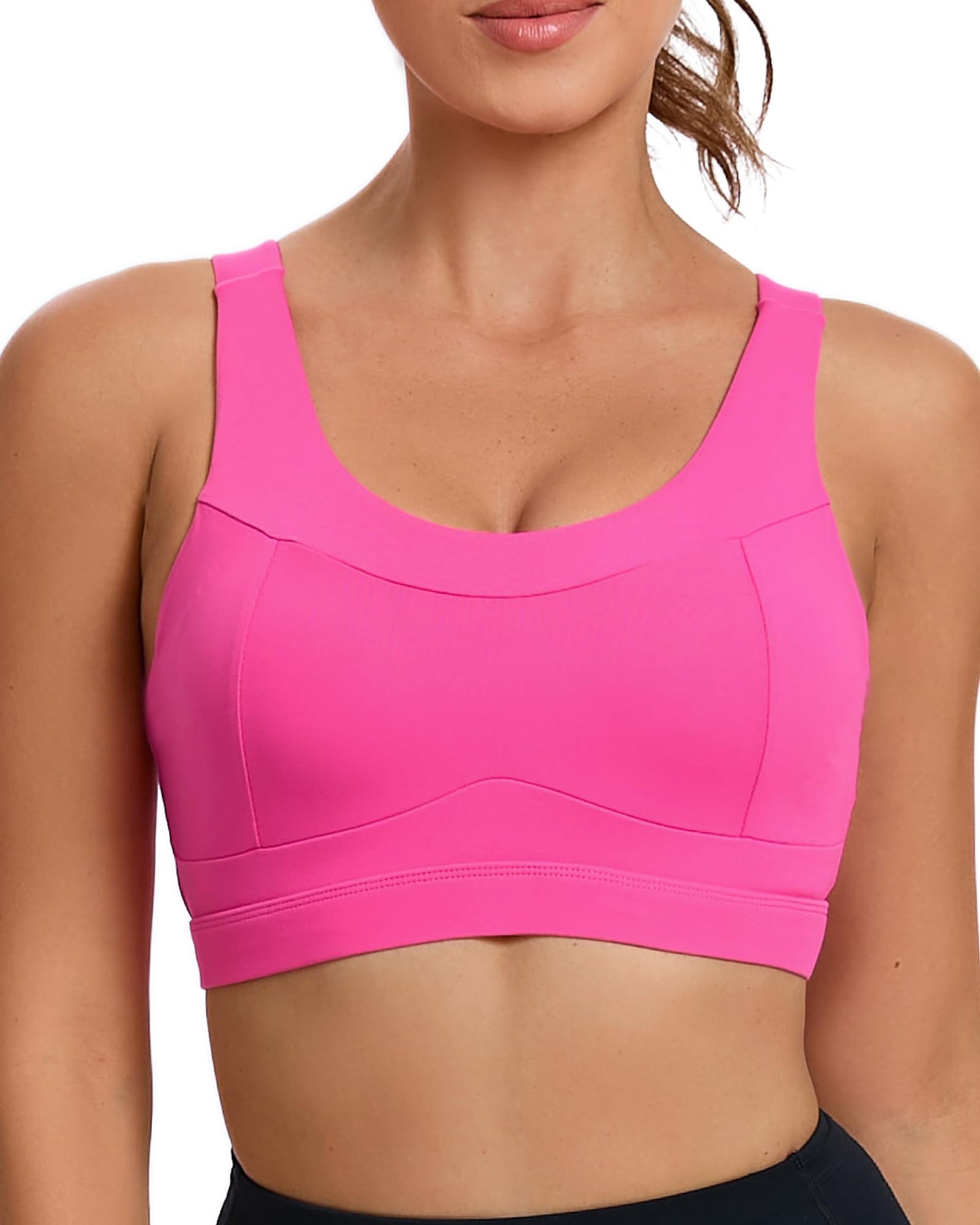 RUNNING GIRL High Impact Sports Bras for Women,Racerback Running Bra Workout Crop Tank Tops Longline Sports Bra Push up(WX2667 Hot Pink XXL)