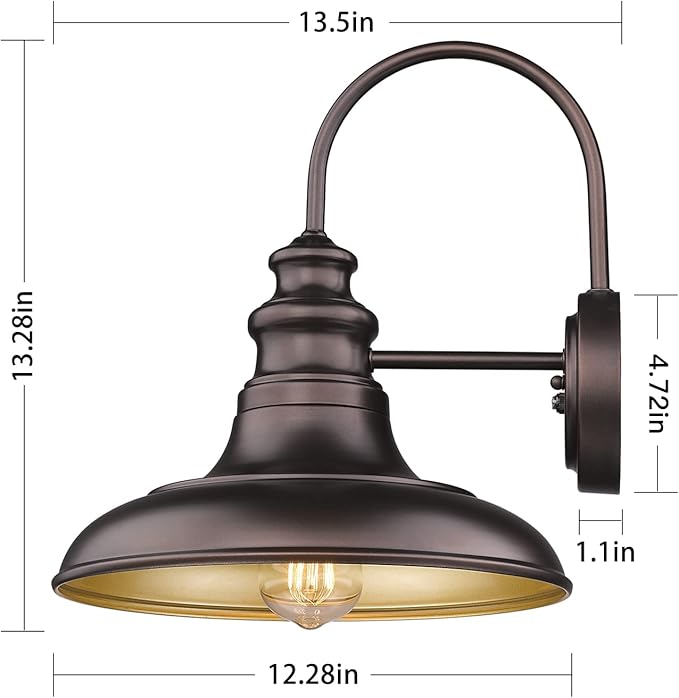 Dusk to Dawn Sensor Outdoor Barn Light Fixture Outdoor Wall Sconce Farmhouse Wall Mount Lights Exterior Gooseneck Light Fixture Bronze Finish Industrial Wall Lantern for Porch, Entryways, 4 Pack