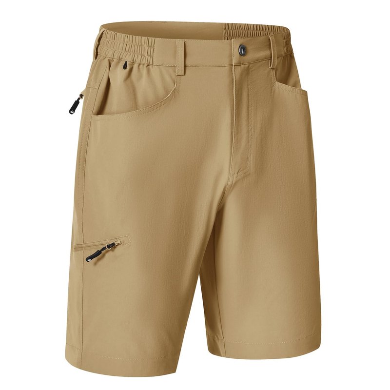 TBMPOY Men's Golf Shorts 9" Lightweight Quick Dry Hiking Cargo Shorts Casual Travel Outdoor with 4 Pockets Khaki 38