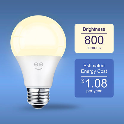 Geeni Smart LED Light Bulb 3 Pack A19 WiFi Dimmable Soft White 800 Lumens, Works with Alexa & Google Assistant, Voice Control, Energy Efficient Smart Bulbs