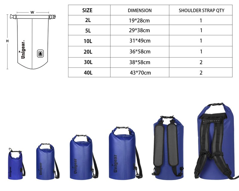 Unigear Dry Bag Waterproof, Floating and Lightweight Bags for Kayaking, Boating, Fishing, Swimming and Camping with Waterproof Phone Case (Blue, 10L)