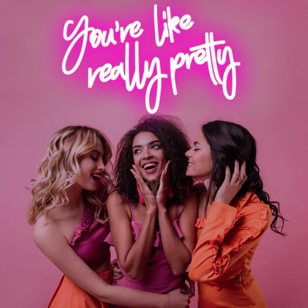 Hello Gorgeous Neon Sign Hello Beautiful Pink LED Neon Lights for Home Wedding Birthday Backdrop Bacelorette Party Wth Dimmable Switch(5V,16.5X10.6inches)