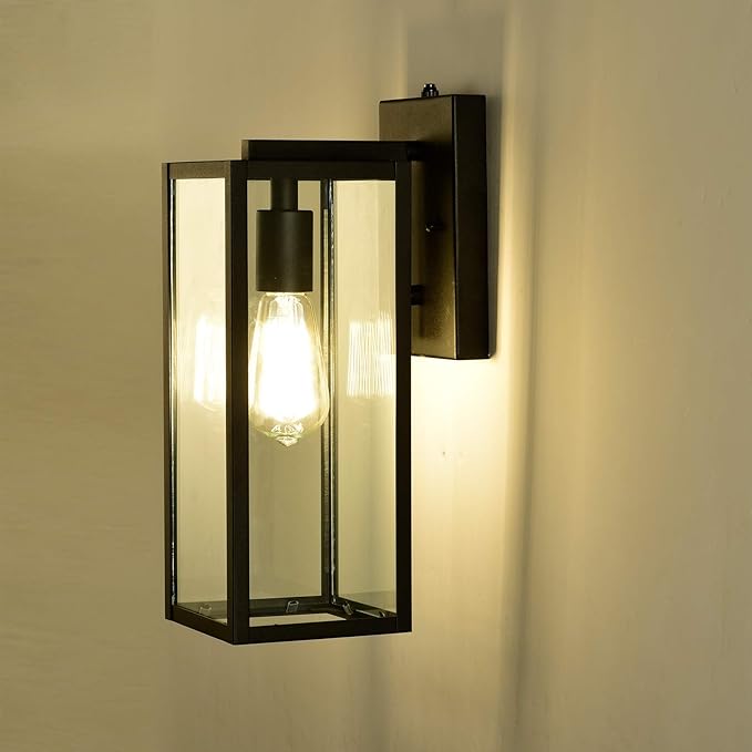 MICSIU Dusk to Dawn Outdoor Wall Sconce 2 Pack, 14.5 Inch Black Exterior Wall Mount Light Fixtures, Farmhouse Outside Lights for House, Garage, Porch, Patio, Yard, Hallway
