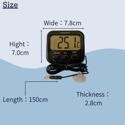 Digital Thermometer with External Sensor, Magnet, Suction Cup, Water Thermometer, Aquarium, Refrigerator, Freezer (White)