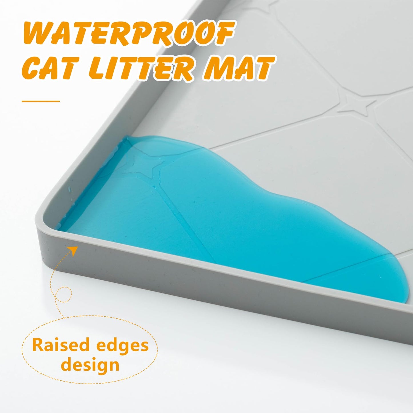 Large Cat Litter Mat, 40x22 In Cat Mat for Litter Box, Waterproof Silicone Pads for Feeding Floor Protection (Gray)