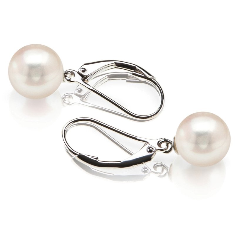 PAVOI 925 Sterling Silver Simulated Shell Pearl Earrings Leverback Dangle Studs 8mm