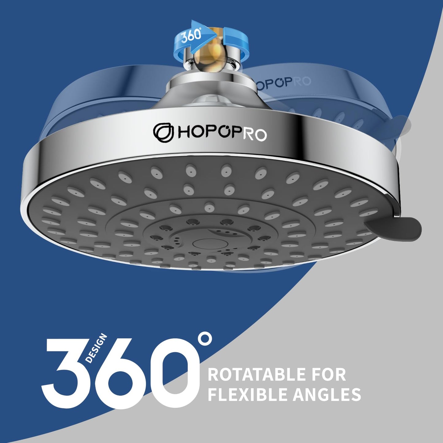 HOPOPRO 5-Mode High Pressure Shower Head - The Washington Post, NBC News, Today TV Show Recommended - High Flow Fixed Showerheads (6 Inch Chrome)