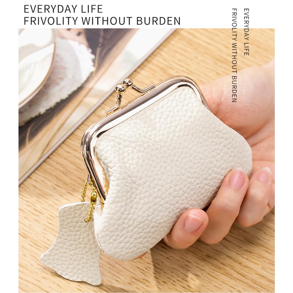 Mini Retro Coin Purse, Small Leather Change Pouch Wallet for Women Euramerican Fashion Versatile Clip Money Bag (Black)
