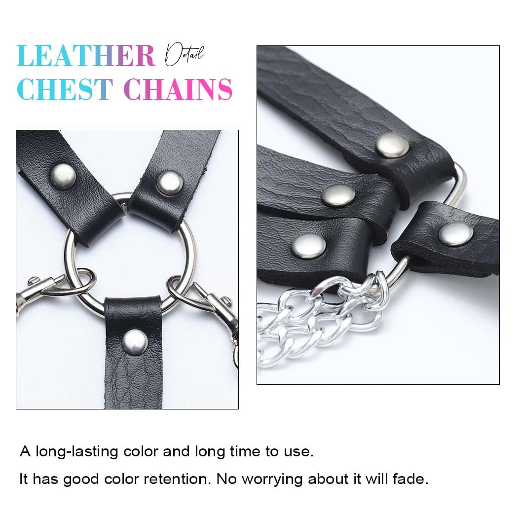 Kesvb Goth Harness Black Chest Chain Leather Harness for Women