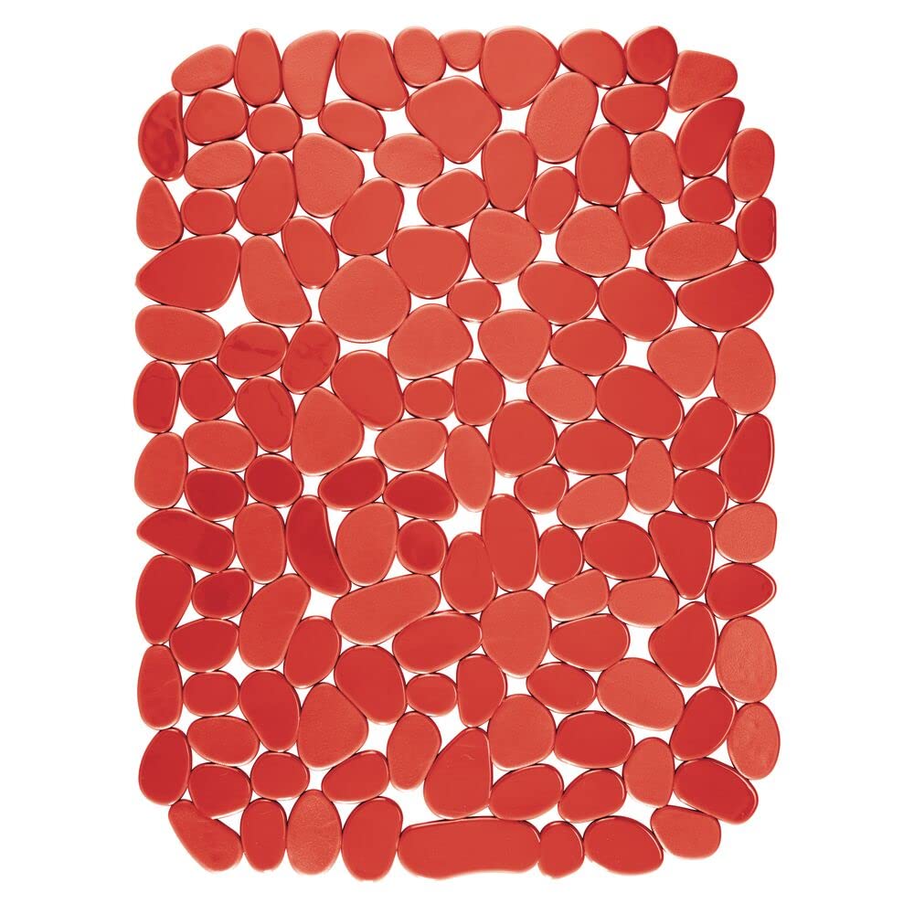 mDesign Adjustable Dish Drying Mat/Grid - Soft Plastic Sink Protector, Cushions Sinks & Dishes - Quick Draining Pebble Design - Set of 3 - Red