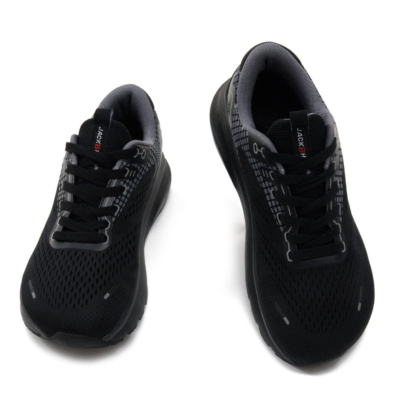 JACKSHIBO Wide Toe Box Shoes for Men Arch Support Shoes Wide Width Sneakers for Running Walking Athletic Tennis Orthopedic Plantar Fasciitis Workout with Thick Cushioned Zero Drop Sole Black