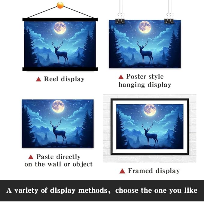 Yesad Deer Wall Art, Christmas Canvas Wall Art, Animal Picture Artwork Aesthetic Poster Prints Wall Décor for Farmhouse Living Room, Bedroom, Office (Unframed,36”x24”,Deer4)