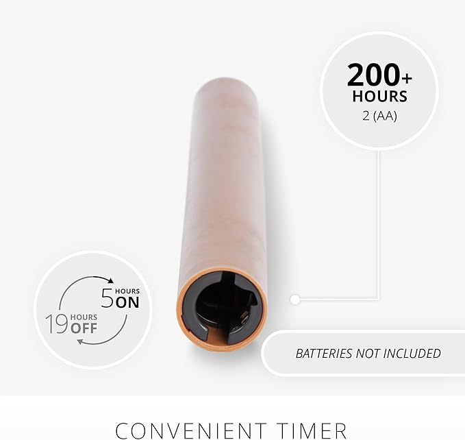 Luminara Flameless Candle Taper (1" x 9.5") Melted Top Real Wax Unscented Remote Ready Timer (Caramel Café)