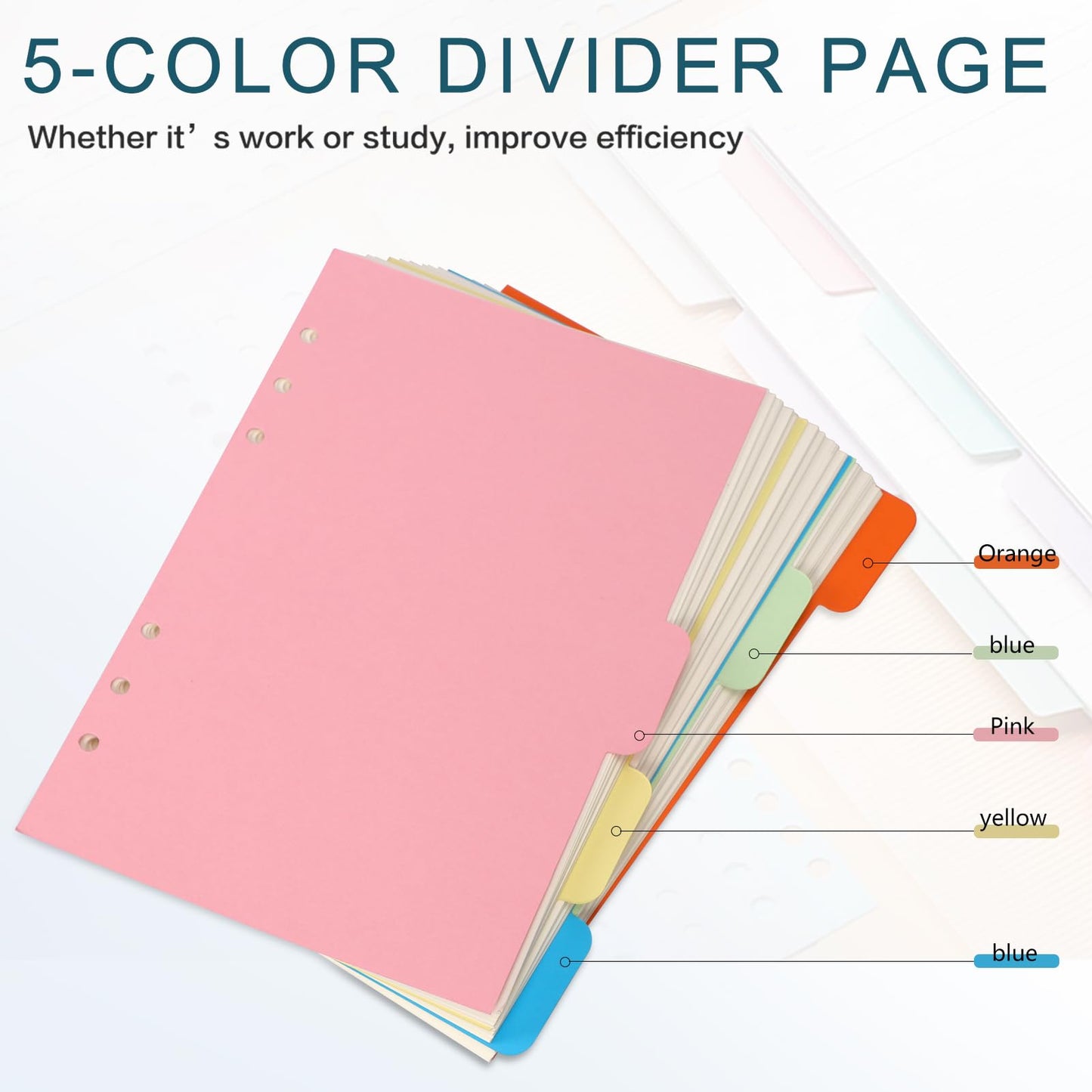 Toplive A5 Refill Paper, Lined Loose Leaf Inserts - 90 Sheets (180 Pages) with 5 Colorful Dividers & 1 Pack Sticky Notes, Refillable for 6 Ring Binder, Journal & Notebook-Perfect for Daily Notes,Study