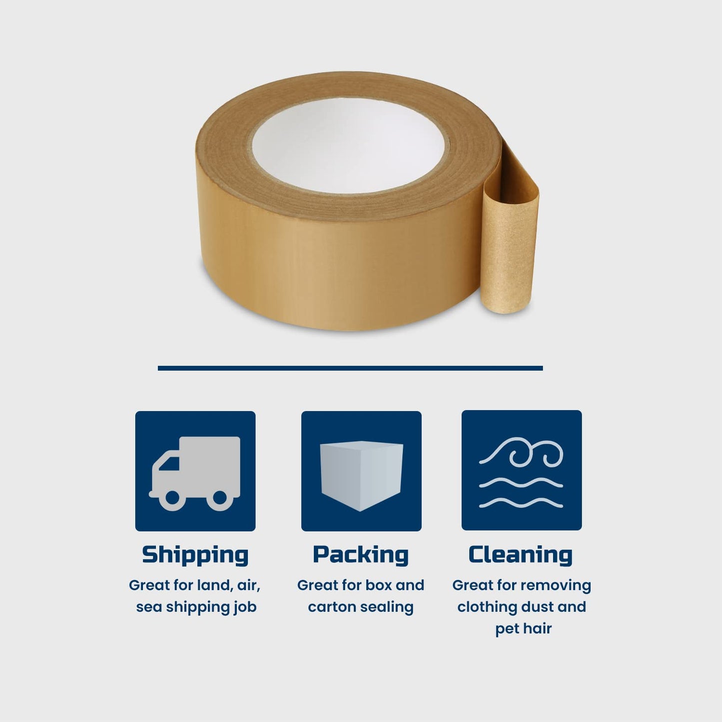 Lichamp Kraft Packing Tape, Brown Kraft Gummed Tape for Packing Boxes, Shipping Cardboard and Carton Sealing, 6 Rolls x 2 inch x 55 Yard x 7 mil, B206BN