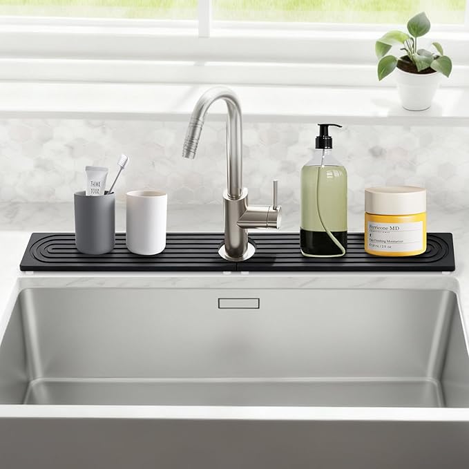 Stone Faucet Mat for Kitchen Sink, Large Fast Drying Stone Faucet Mat for