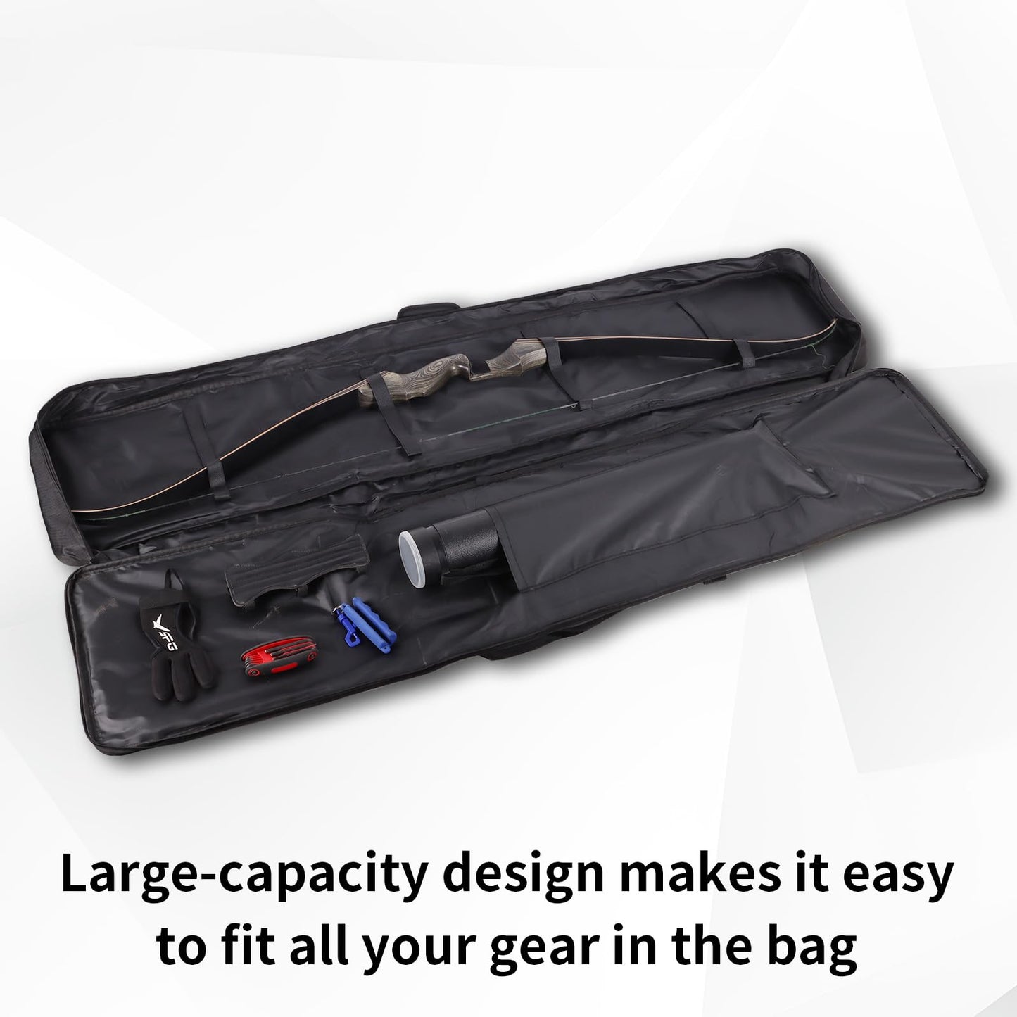 SPG Archery Recurve Bow Case for Longbow and Traditional Bow, 2 Sizes Longbow Bag Full Length Traditional Recurve Bow Cases for Youth and Adults with Pocket to Store Arrow Quiver (59 Inch)