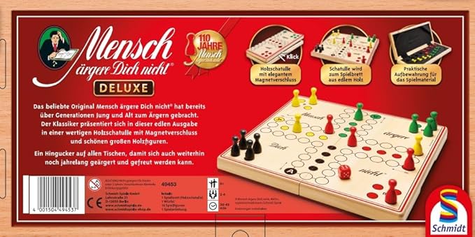 Schmidt Spiele 49453 Mensch ärgere Dich Nicht Deluxe Version Family Game