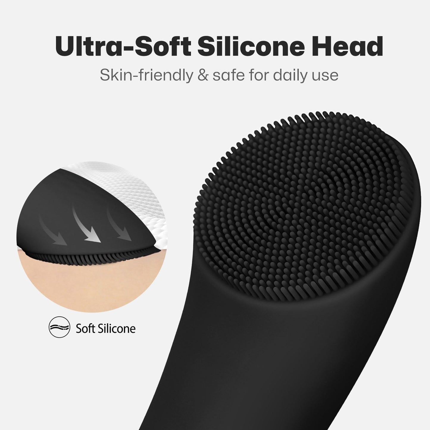PRITECH Facial Cleansing Brush, Rechargeable Silicone Face Scrubber with Heat Massage End, Vibrating Exfoliator Scrubber for Deep Cleaning, Waterproof Face Brush for Women and Men (Pink)