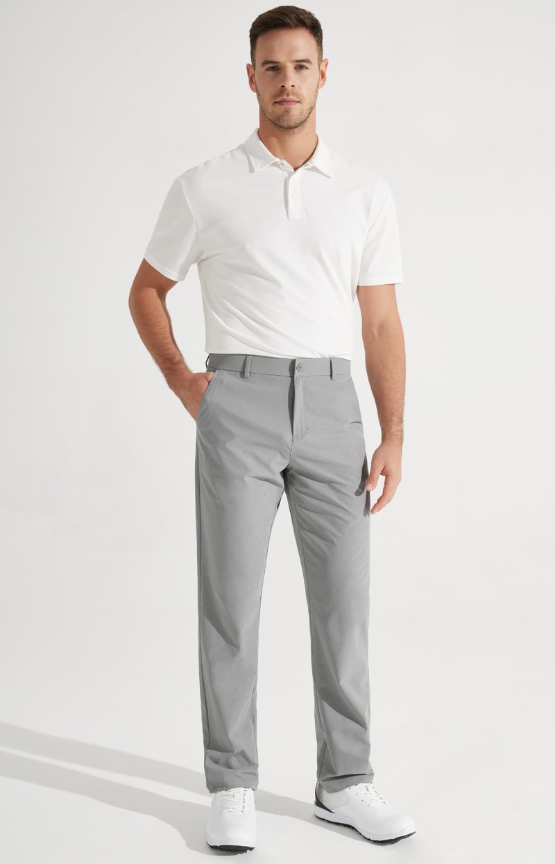 Libin Men's Work Pants Comfy Golf Pants 34" Quick Dry Lightweight Dress Slacks Business Casual Clothing for Men Travel HIiking Outdoor, Light Grey, 38W x 34L
