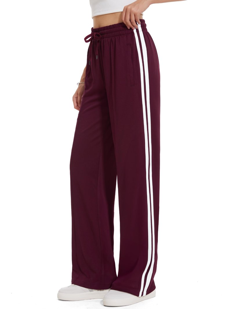 Tapata Women's 30" Inseam Regular Track Pants Loose Straight Leg Jogging Sweatpants Warm-Up Sports Athletic Running, Burgundy, S