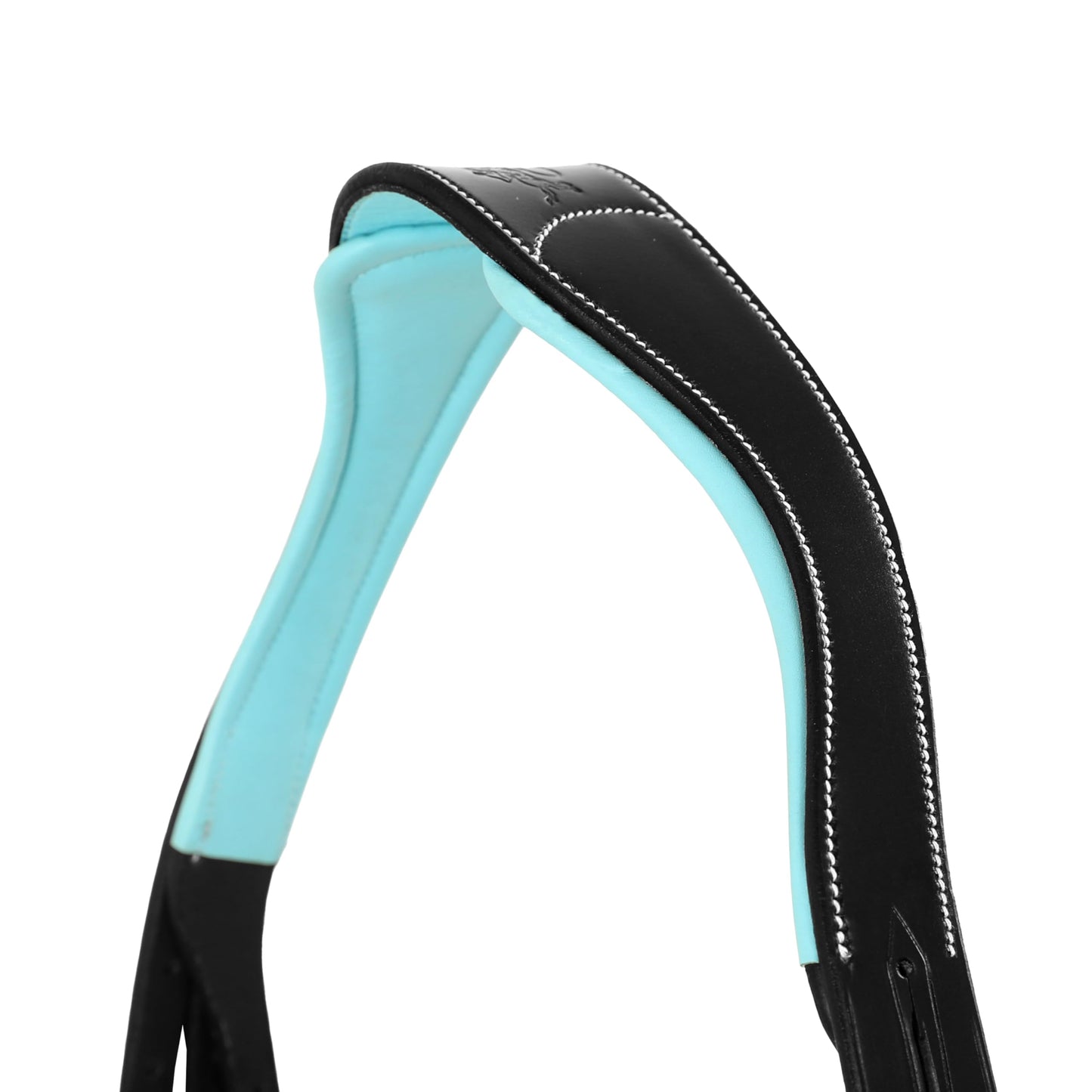 ExionPro Anatomical English Horse Bridle with Blue Crystal Bling Browband- Baby Blue Padded Jumping Bridle with Flash Noseband & Rubber Reins- Comfort Crown - Black or Havana Brown - Full