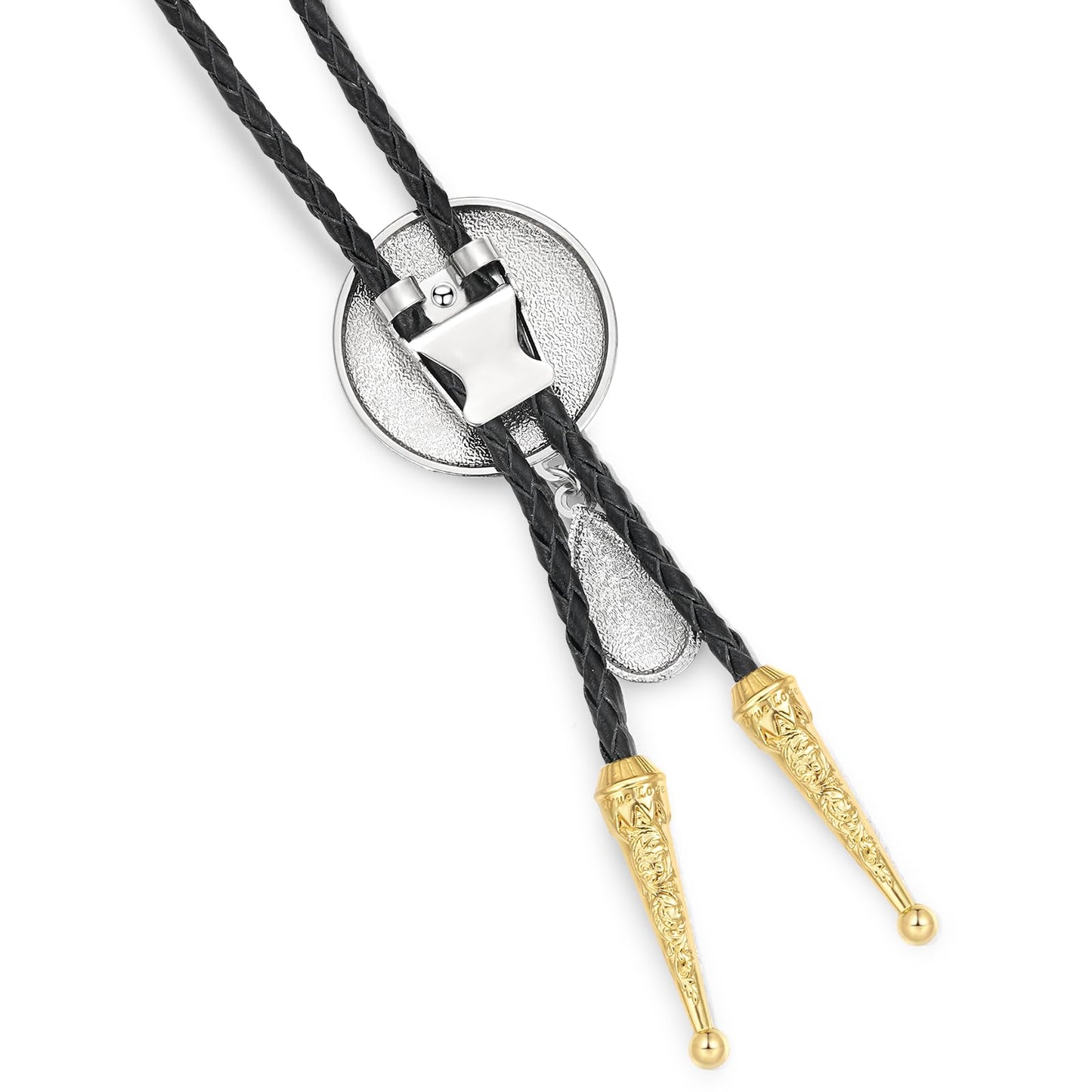 HUABOLA CALYN Western Bolo Tie for Men Gold Initial Letter A to Z Native American Bola Ties Rodeo Cowboy Leather Necktie Western Necklace Costume Accessories for Men,Women (W)