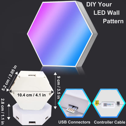 LED Hexagon Lights for Gaming Setup, Smart Home Gaming Wall Lights Work with Alexa Google Assistant, Voice, App & Remote Control, RGB-IC LED Light Panels Music Sync for Game Room Bedroom, 10 Pack